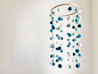 Shades of Blue Felt Ball Ceiling Mobile
