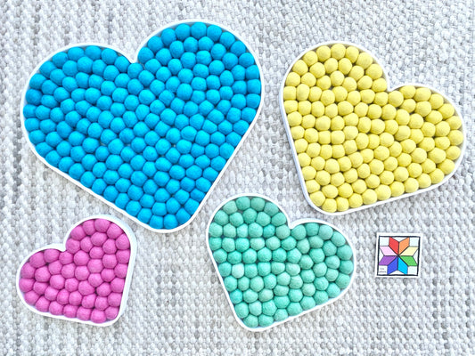 Solid Colored Felt Ball Heart Wall Hangings