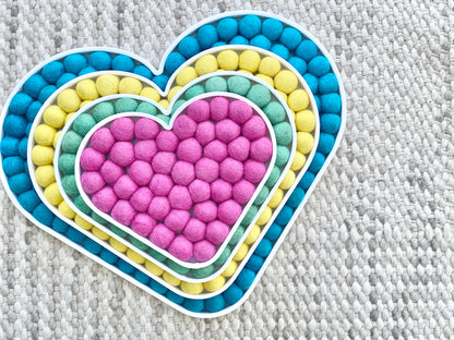 Solid Colored Felt Ball Heart Wall Hangings