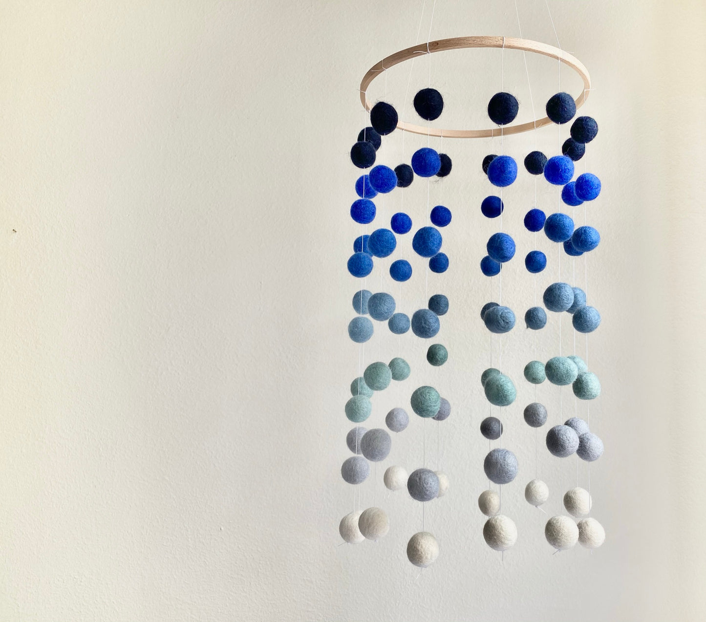 Blue Ombre Felt Ball Ceiling Mobile