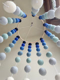 Blue Ombre Felt Ball Ceiling Mobile