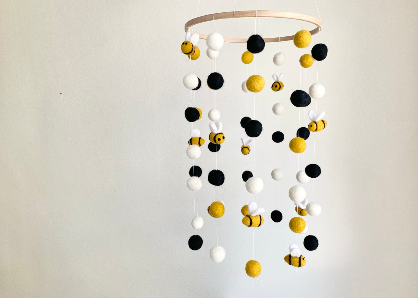 Bumble Bee Felt Ball Ceiling Mobile
