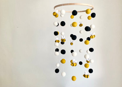 Bumble Bee Felt Ball Ceiling Mobile