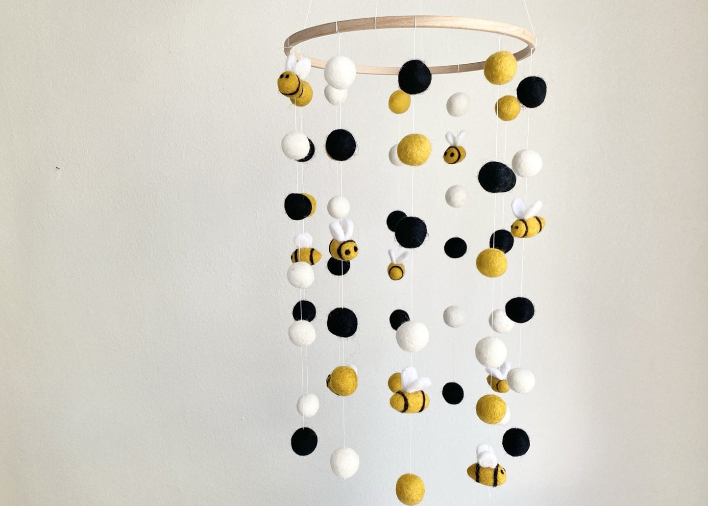 Bumble Bee Felt Ball Ceiling Mobile