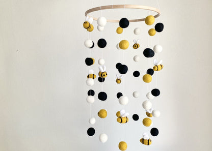 Bumble Bee Felt Ball Ceiling Mobile