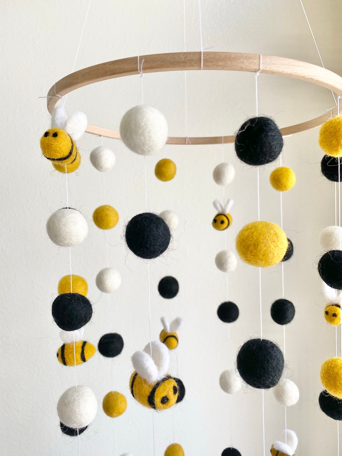 Bumble Bee Felt Ball Ceiling Mobile