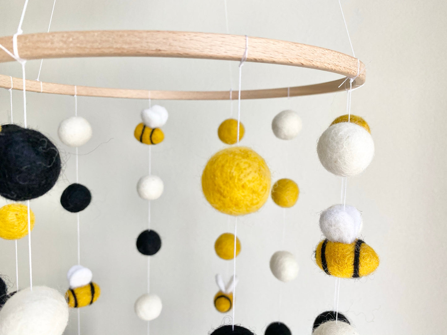 Bumble Bee Felt Ball Ceiling Mobile