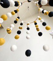 Bumble Bee Felt Ball Ceiling Mobile