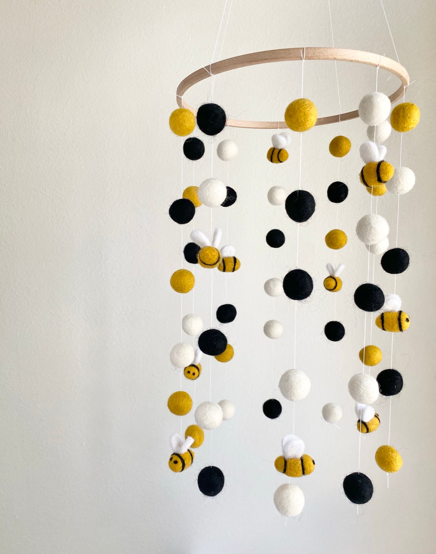Bumble Bee Felt Ball Ceiling Mobile