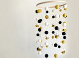 Felt Bumble Bee Nursery Mobile in black, gold and white by Wool Jamboree