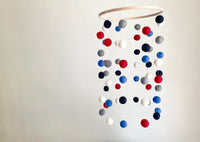 Nautical Red & Blue Felt Ball Ceiling Mobile