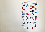 Nautical Red & Blue Felt Ball Ceiling Mobile
