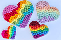 Rainbow Felt Ball Heart Wall Hangings