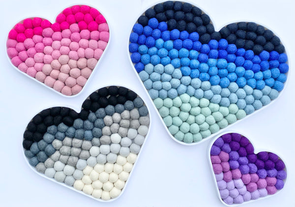 Ombre Felt Ball Heart Wall Hangings