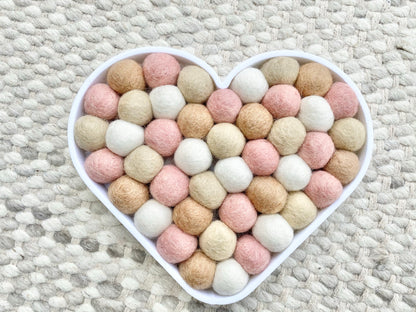 Random Placement Felt Ball Heart Wall Hangings