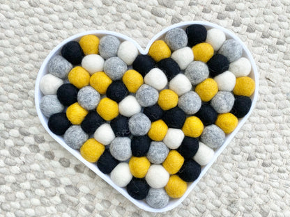 Random Placement Felt Ball Heart Wall Hangings