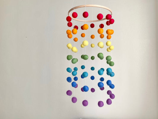 Rainbow Felt Ball Ceiling Mobile