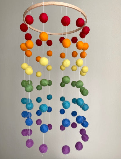 Rainbow Felt Ball Ceiling Mobile