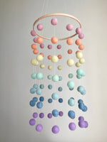 Pastel Rainbow Felt Ball Ceiling Mobile
