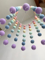 Pastel Rainbow Felt Ball Ceiling Mobile