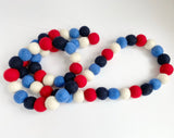 Red White and 2 Blues Felt Ball Garland