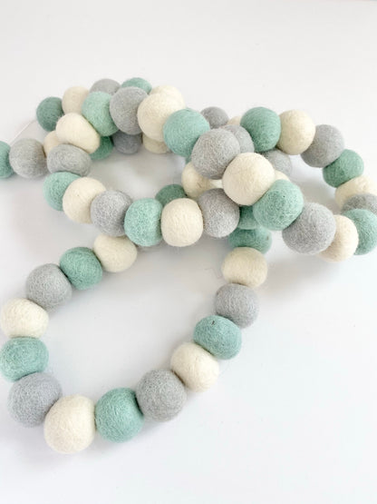 Turquoise Gradient Felt Ball Garland