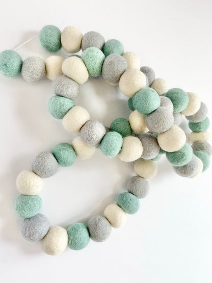 Turquoise Gradient Felt Ball Garland