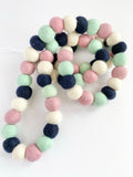 Navy Mint Felt Ball Garland