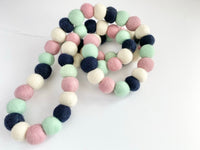 Navy Mint Felt Ball Garland
