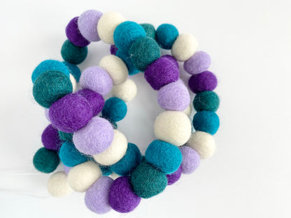 Purples & Blues Felt Ball Garland