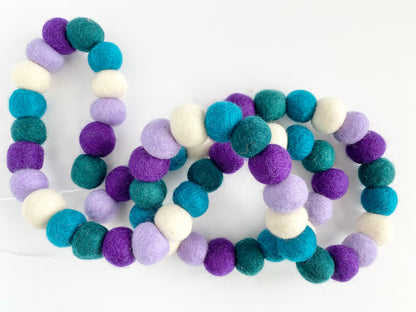 Purples & Blues Felt Ball Garland