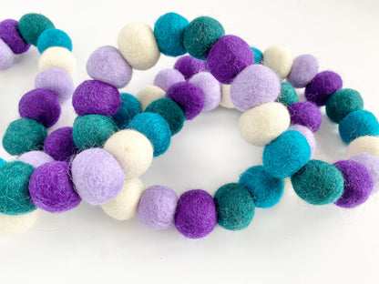 Purples & Blues Felt Ball Garland