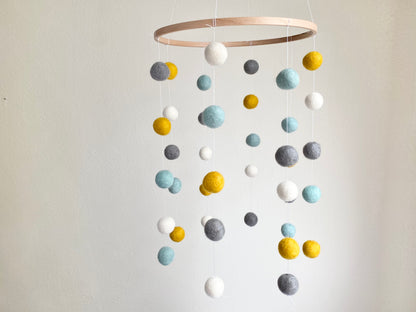 Baby Blue Gold Gray Ceiling Mobile