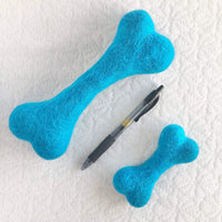 Small Solid Wool Dog Bones - Redheadnblue