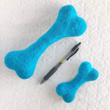 Small Solid Wool Dog Bones - Redheadnblue