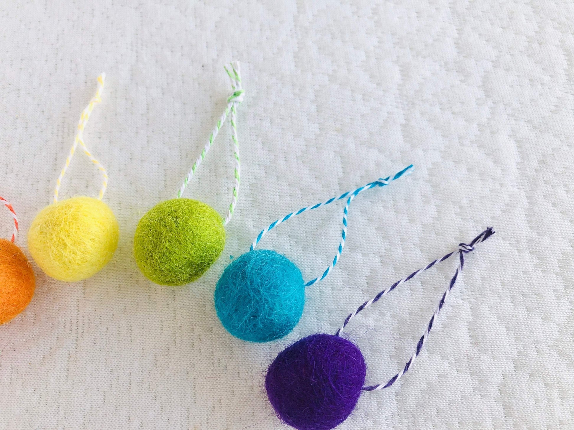 Rainbow Felt Ball Ornaments - Redheadnblue