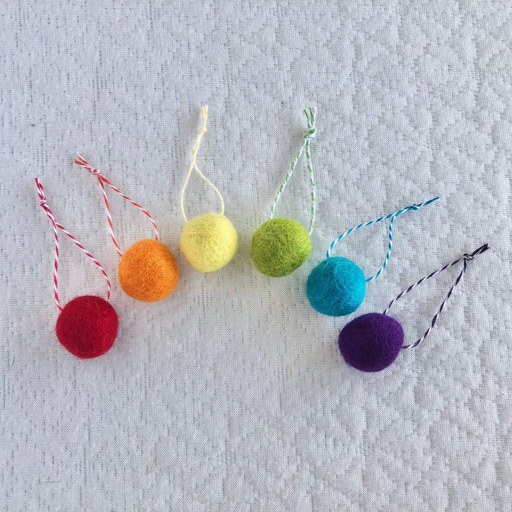 Rainbow Felt Ball Ornaments - Redheadnblue