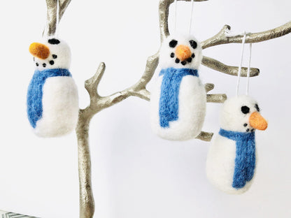 Snowman Felted Ornaments - Redheadnblue