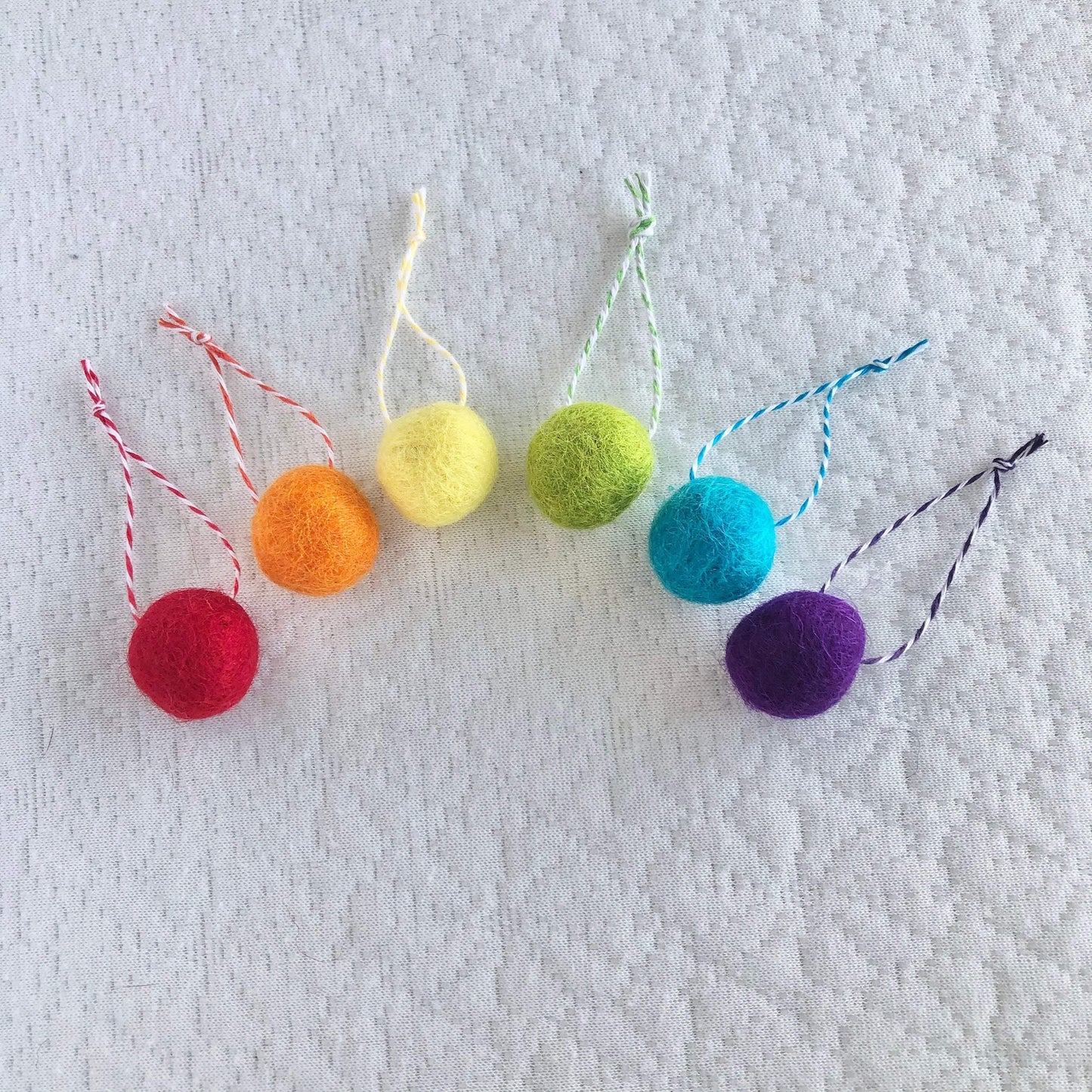 Rainbow Felt Ball Ornaments - Redheadnblue