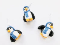 Red or Blue Penguin Felted Ornaments - Redheadnblue