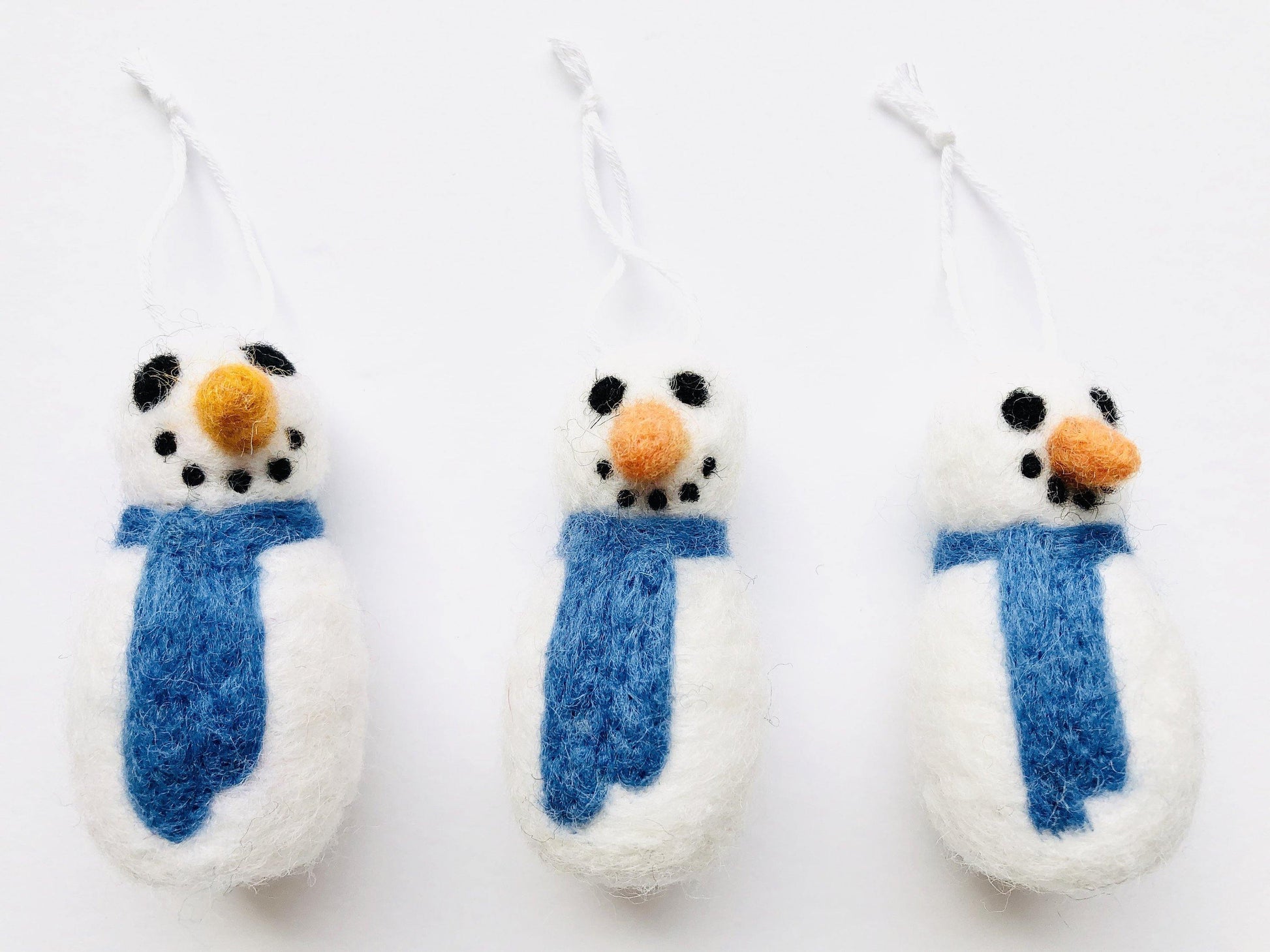 Snowman Felted Ornaments - Redheadnblue