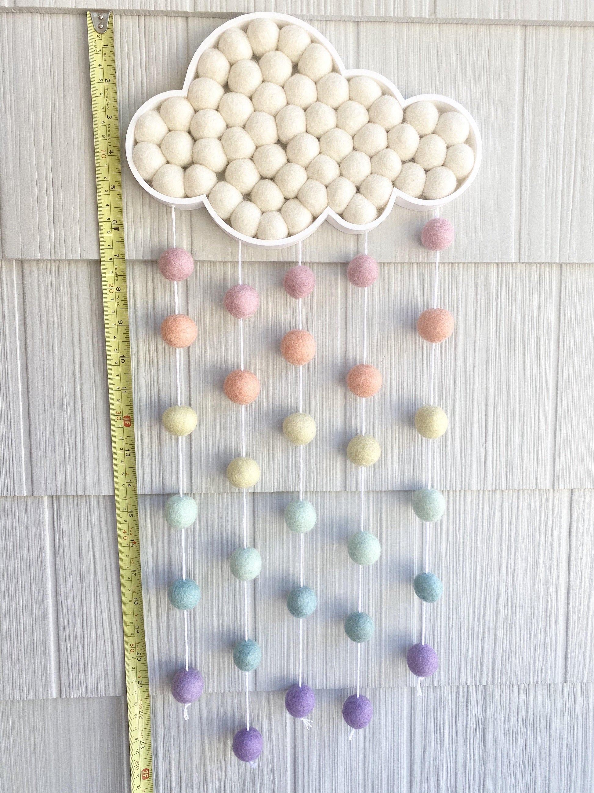 Pastel Rainbow Felt Ball Rain Cloud - Redheadnblue