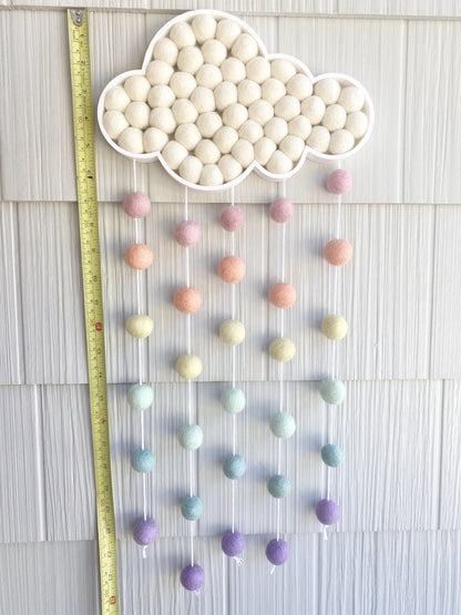Pastel Rainbow Felt Ball Rain Cloud - Redheadnblue