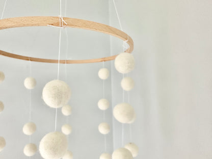 Simply White Felt Ball Ceiling Mobile