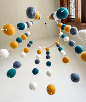 Cider & Peacock Felt Ball Ceiling Mobile