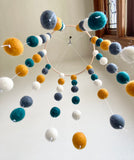 Cider & Peacock Felt Ball Ceiling Mobile