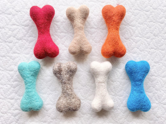 Small Solid Wool Dog Bones - Redheadnblue