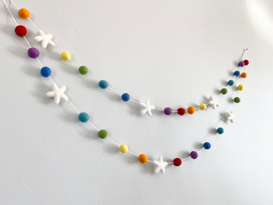 Rainbow with White Stars Garland