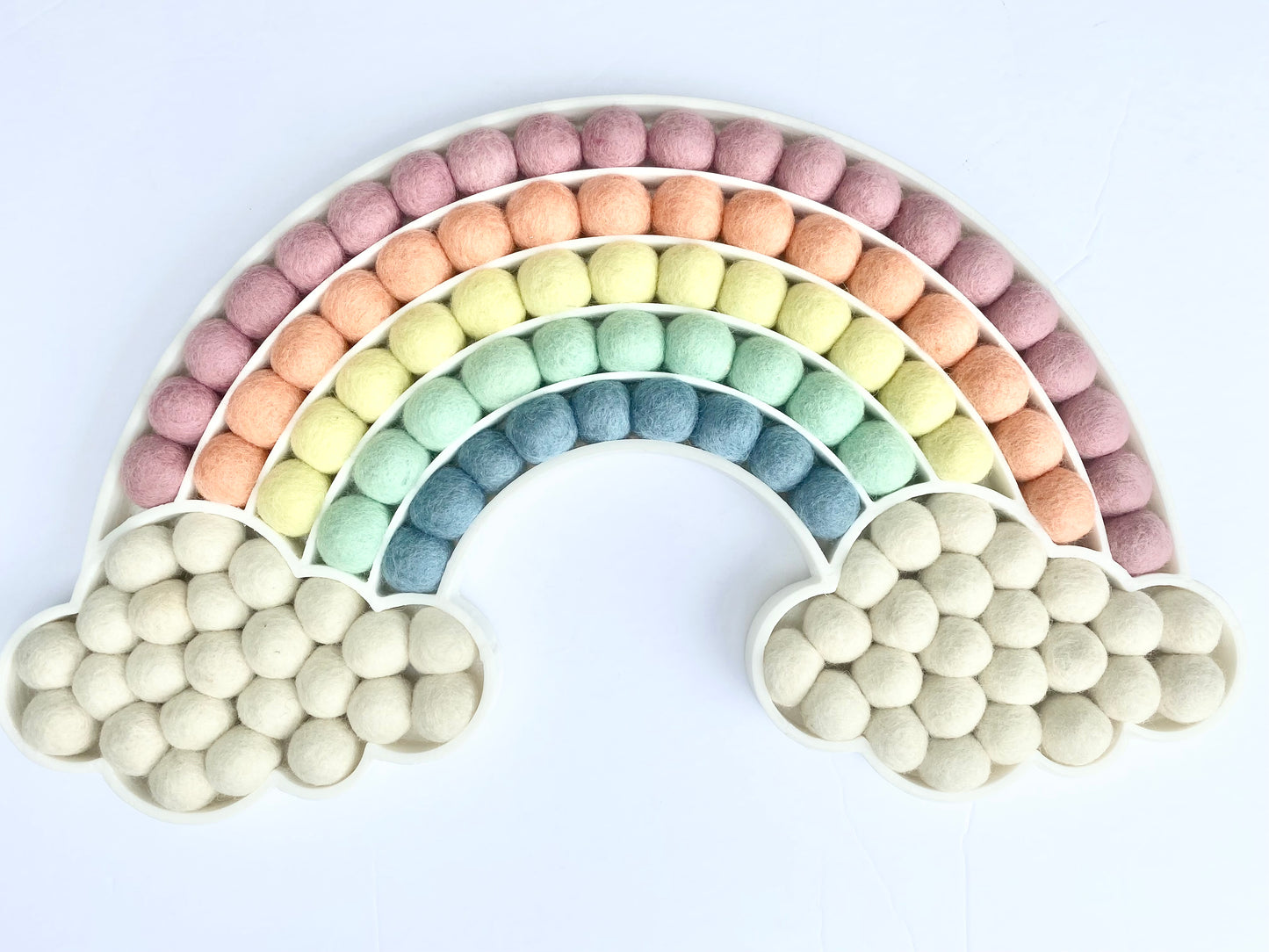 Pastel Felt Ball Cloud Rainbow