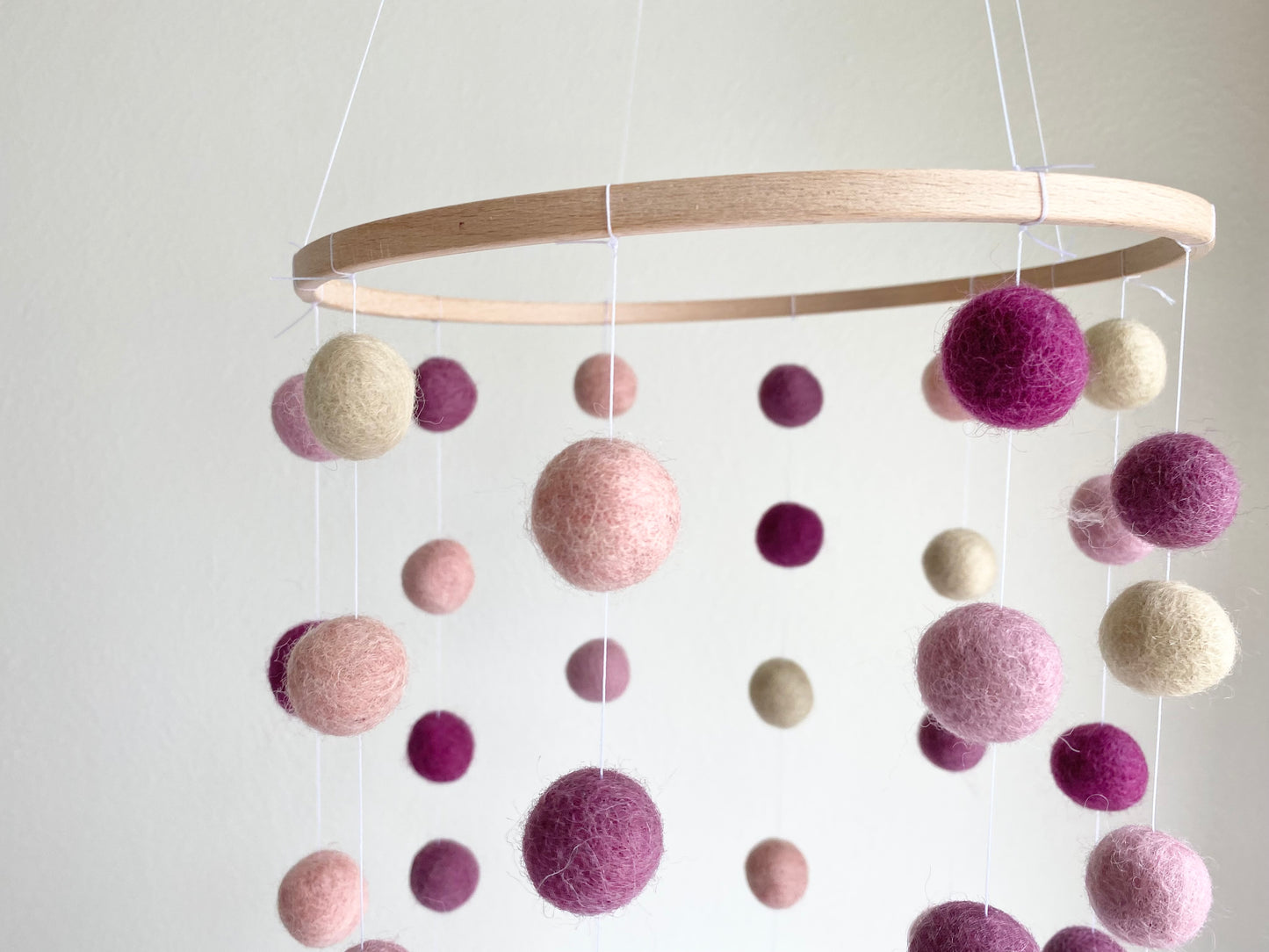 Purples & Pinks Felt Ball Ceiling Mobile